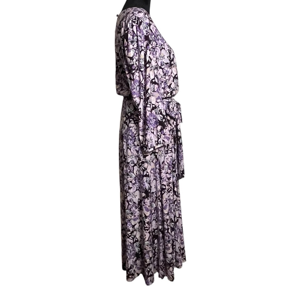 Lauren Ralph Lauren Ditzy Floral Purple Balloon Sleeve Dress Midi – Size 12 - Picture 5 of 11